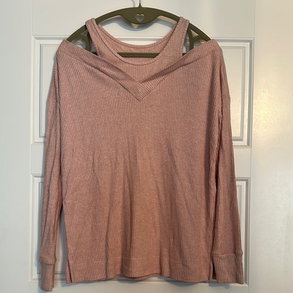 Anthropologie Pink Off-the-Shoulder Sweater